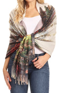 Sakkas Oria Women's Soft Lightweight Colorful Printed Shawl Scarf Wrap Stole#color_Landscape2