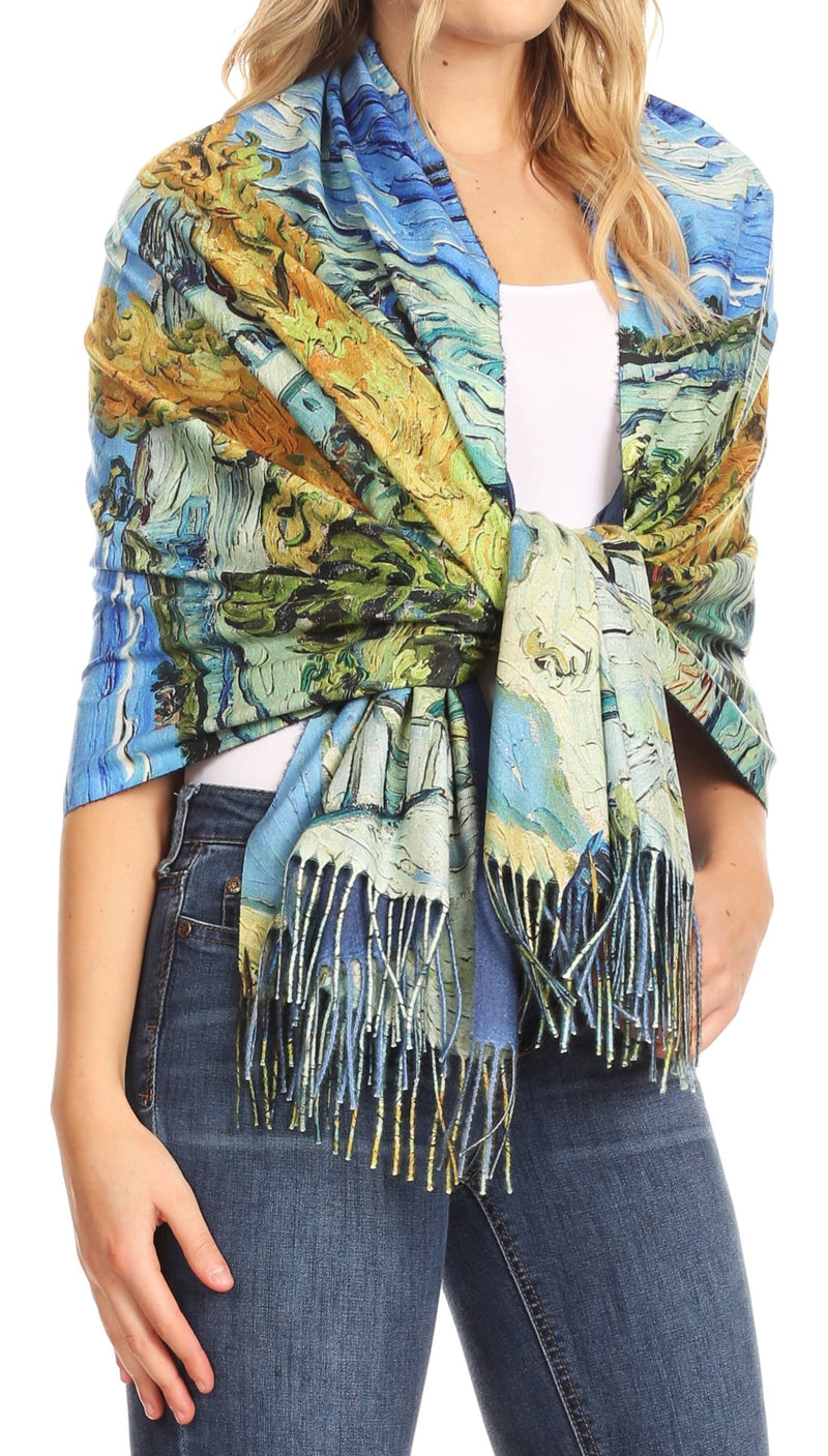 Sakkas Oria Women's Soft Lightweight Colorful Printed Shawl Scarf Wrap Stole