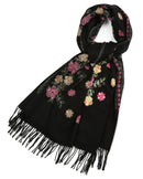 Sakkas Ginata Women's Large Casual Super Soft Embroidery Scarf Shawl Wrap Stole