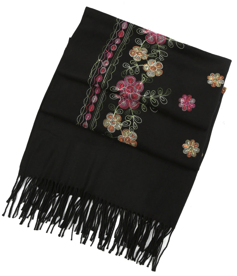 Sakkas Ginata Women's Large Casual Super Soft Embroidery Scarf Shawl Wrap Stole