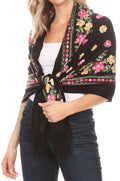 Sakkas Ginata Women's Large Casual Super Soft Embroidery Scarf Shawl Wrap Stole#color_PinkYellow