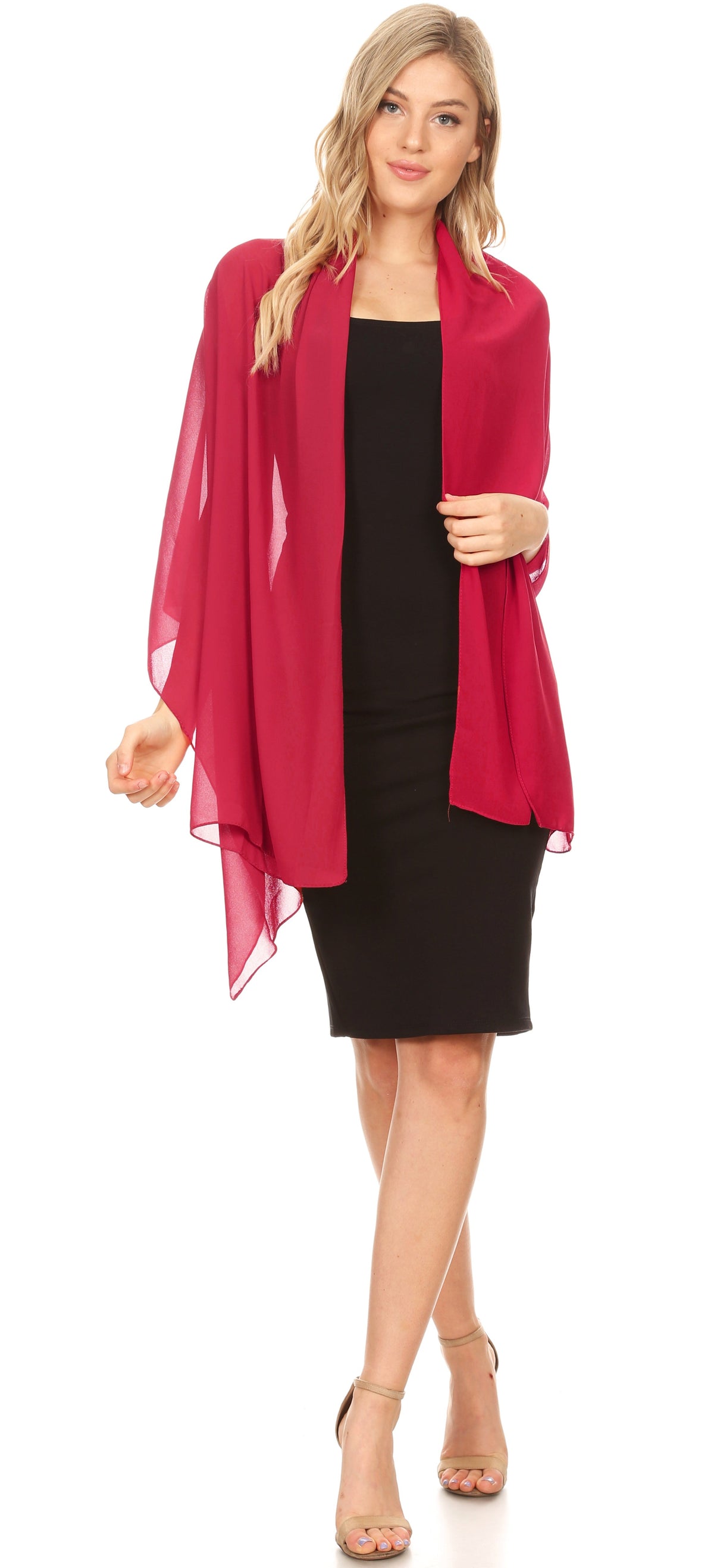 【WOOHWA】LERINA CHIFFON SH SK Women Lady Chiffon Long Skirt A Line Elastic High Waist