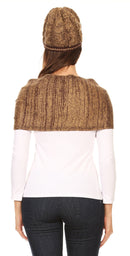 Sakkas Theo Unisex Warm Winter Heather and stripes Knit Hat & Scarf Set