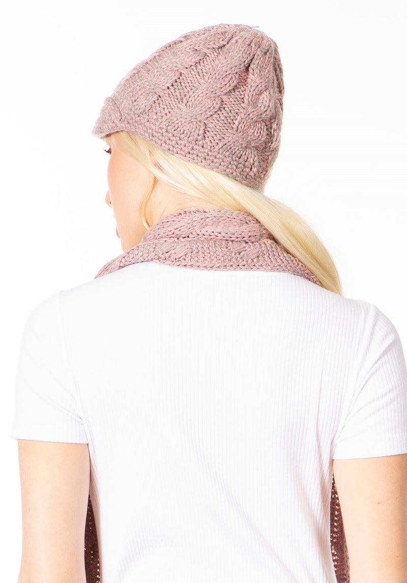 Sakkas Coline Soft Heather Chunky Cable knit Hat and Scarf Set Warm Cozy Winter