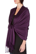 Sakkas Large Soft Silky Pashmina Shawl Wrap Scarf Stole in Solid Colors#color_Dark Purple 