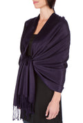 Sakkas Large Soft Silky Pashmina Shawl Wrap Scarf Stole in Solid Colors#color_Plum