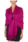 Sakkas Large Soft Silky Pashmina Shawl Wrap Scarf Stole in Solid Colors#color_Violet