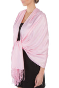 Sakkas Large Soft Silky Pashmina Shawl Wrap Scarf Stole in Solid Colors#color_BabyPink