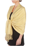 Sakkas Large Soft Silky Pashmina Shawl Wrap Scarf Stole in Solid Colors#color_Beige