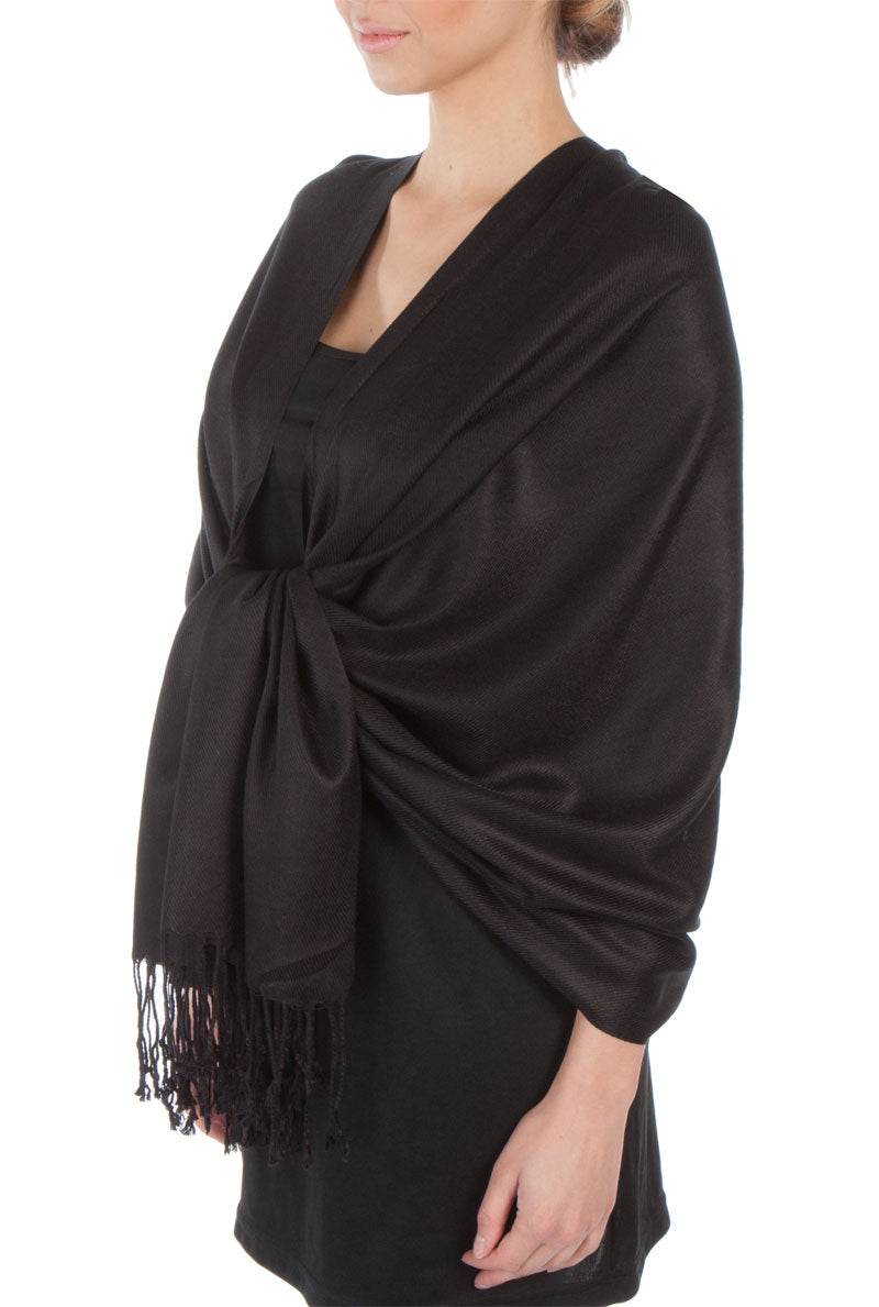 Sakkas Large Soft Silky Pashmina Shawl Wrap Scarf Stole in Solid Colors