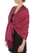 Sakkas Large Soft Silky Pashmina Shawl Wrap Scarf Stole in Solid Colors#color_Burgundy