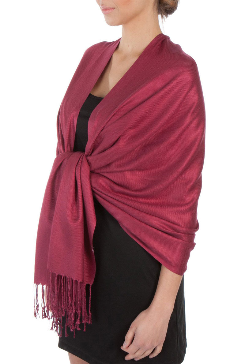 Sakkas Large Soft Silky Pashmina Shawl Wrap Scarf Stole in Solid Colors