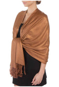 Sakkas Large Soft Silky Pashmina Shawl Wrap Scarf Stole in Solid Colors#color_Chocolate