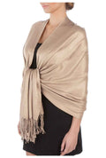 Sakkas Large Soft Silky Pashmina Shawl Wrap Scarf Stole in Solid Colors#color_Clay