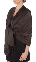 Sakkas Large Soft Silky Pashmina Shawl Wrap Scarf Stole in Solid Colors#color_CoffeeBean