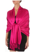 Sakkas Large Soft Silky Pashmina Shawl Wrap Scarf Stole in Solid Colors#color_DustyPink