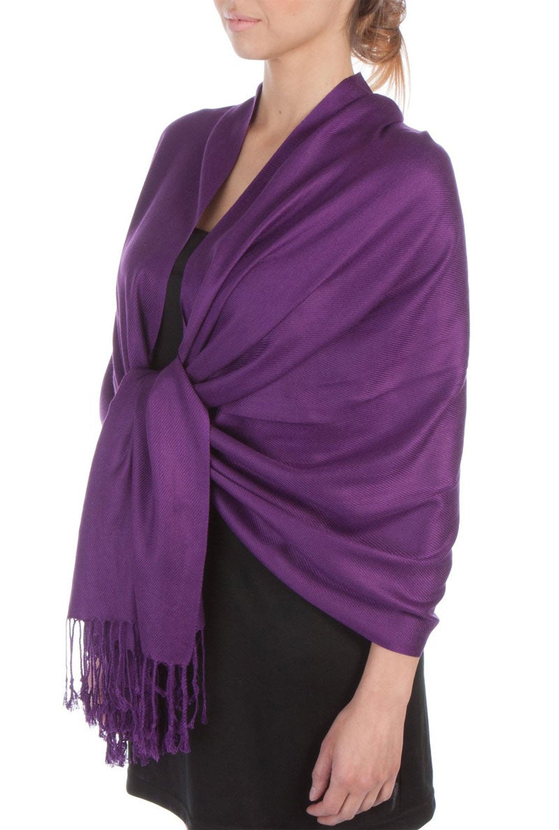 Sakkas Large Soft Silky Pashmina Shawl Wrap Scarf Stole in Solid Colors