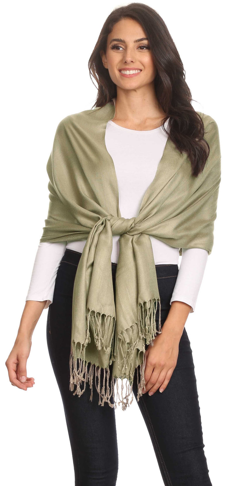 Sakkas Large Soft Silky Pashmina Shawl Wrap Scarf Stole in Solid Colors