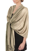 Sakkas Large Soft Silky Pashmina Shawl Wrap Scarf Stole in Solid Colors#color_Latte