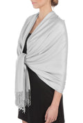 Sakkas Large Soft Silky Pashmina Shawl Wrap Scarf Stole in Solid Colors#color_Light Grey 