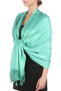 Sakkas Large Soft Silky Pashmina Shawl Wrap Scarf Stole in Solid Colors#color_LtBlue