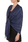 Sakkas Large Soft Silky Pashmina Shawl Wrap Scarf Stole in Solid Colors#color_Midnight 