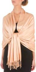 Sakkas 78" X 28" Rayon from Bamboo Soft Solid Pashmina Feel Shawl / Wrap / Stole#color_Beige