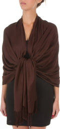 Sakkas 78" X 28" Rayon from Bamboo Soft Solid Pashmina Feel Shawl / Wrap / Stole#color_ChocolateBrown