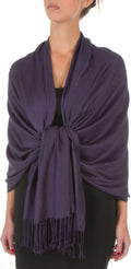 Sakkas 78" X 28" Rayon from Bamboo Soft Solid Pashmina Feel Shawl / Wrap / Stole#color_Eggplant