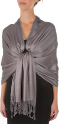 Sakkas 78" X 28" Rayon from Bamboo Soft Solid Pashmina Feel Shawl / Wrap / Stole#color_Grey