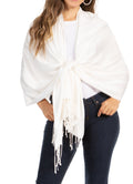Sakkas 78" X 28" Rayon from Bamboo Soft Solid Pashmina Feel Shawl / Wrap / Stole#color_Ivory