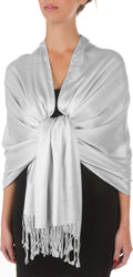 Sakkas 78" X 28" Rayon from Bamboo Soft Solid Pashmina Feel Shawl / Wrap / Stole#color_LightGrey