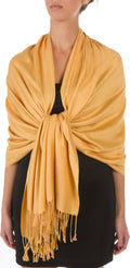 Sakkas 78" X 28" Rayon from Bamboo Soft Solid Pashmina Feel Shawl / Wrap / Stole#color_MustardYellow