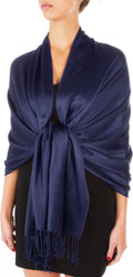 Sakkas 78" X 28" Rayon from Bamboo Soft Solid Pashmina Feel Shawl / Wrap / Stole#color_Navy