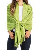 Sakkas 78" X 28" Rayon from Bamboo Soft Solid Pashmina Feel Shawl / Wrap / Stole#color_SpringGreen