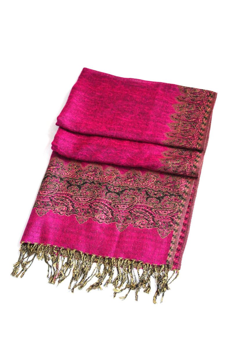 Sakkas 70" x 28" Border Pattern Layered Woven Pashmina Shawl Scarf Wrap Stole