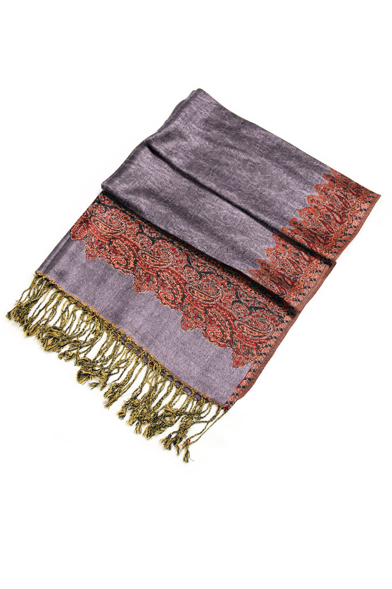 Sakkas 70" x 28" Border Pattern Layered Woven Pashmina Shawl Scarf Wrap Stole