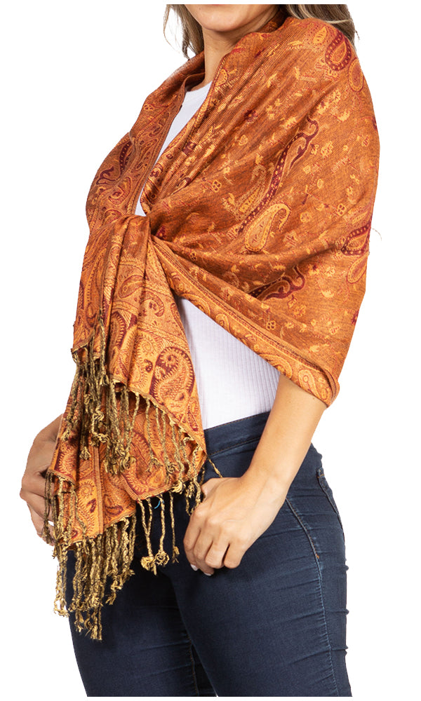 Sakkas Double Layer Jacquard Paisley Pashmina Shawl / Wrap / Stole