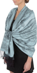 Sakkas Lightweight Two Tone Paisley Design Pashmina Fringe Scarf / Stole / Wrap