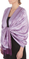 Sakkas Lightweight Two Tone Paisley Design Pashmina Fringe Scarf / Stole / Wrap#color_Lavender/Purple