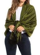 Sakkas Lightweight Two Tone Paisley Design Pashmina Fringe Scarf / Stole / Wrap