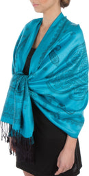 Sakkas Lightweight Two Tone Paisley Design Pashmina Fringe Scarf / Stole / Wrap