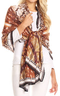 Sakkas Tuma Colorful Printed Lightweight Gauzy Scarf Shawl#color_17242-Brown-cheeta