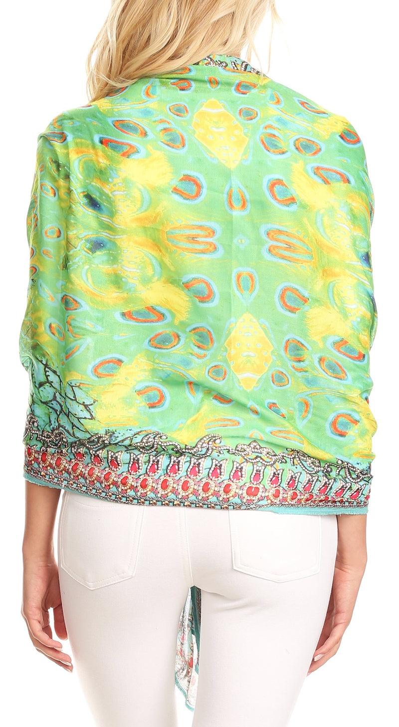 Sakkas Tuma Colorful Printed Lightweight Gauzy Scarf Shawl