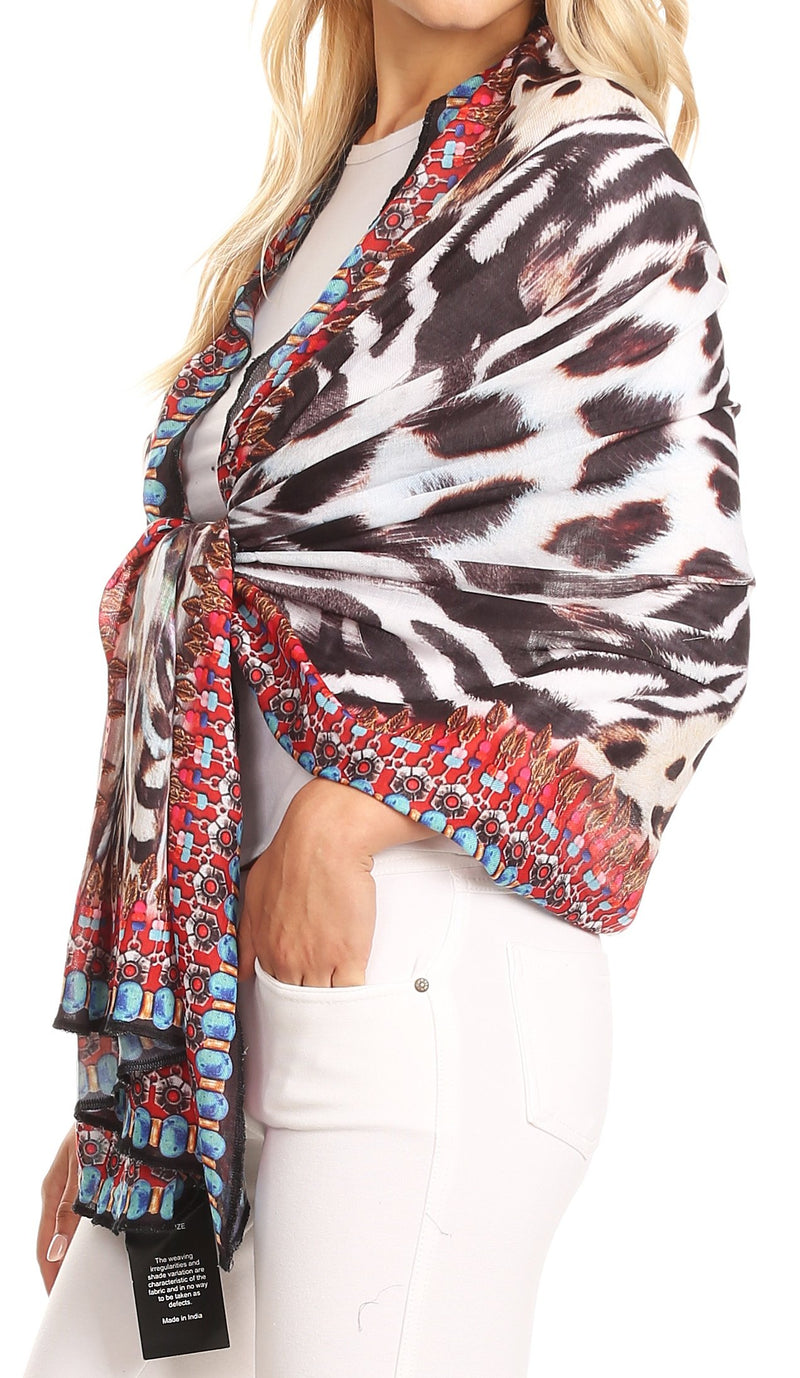 Sakkas Tuma Colorful Printed Lightweight Gauzy Scarf Shawl