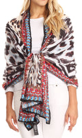 Sakkas Tuma Colorful Printed Lightweight Gauzy Scarf Shawl#color_17245-Black/White-zebra