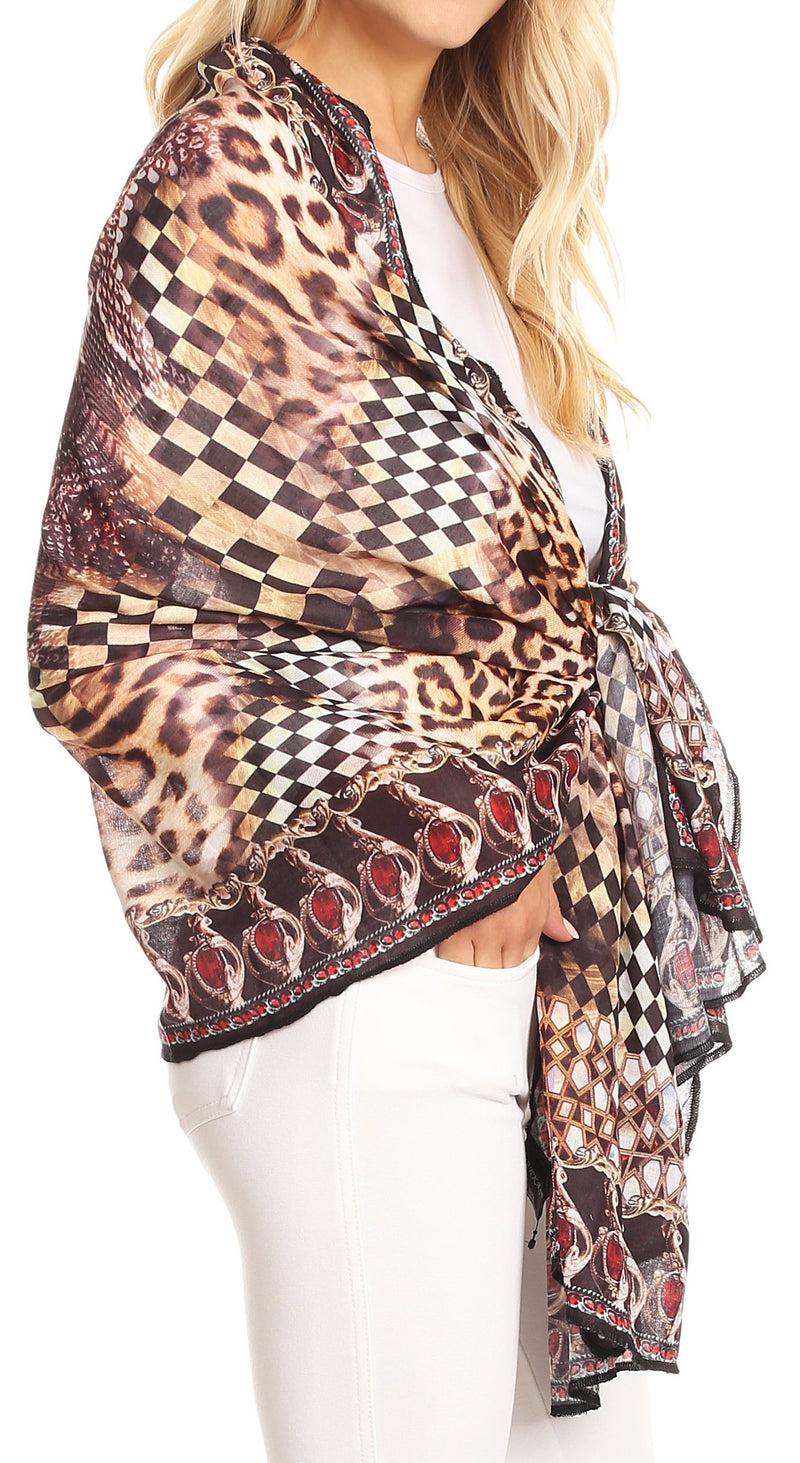 Sakkas Tuma Colorful Printed Lightweight Gauzy Scarf Shawl