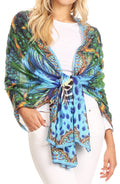 Sakkas Tuma Colorful Printed Lightweight Gauzy Scarf Shawl#color_17247-Turquoise-amazon