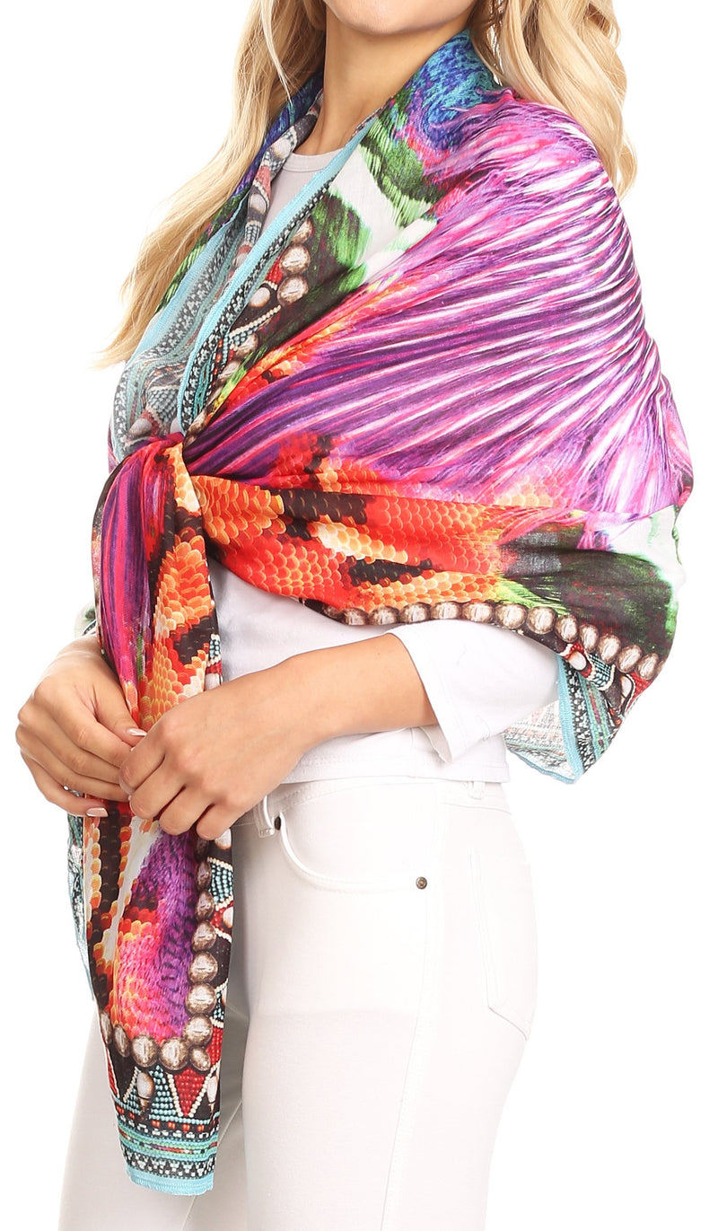 Sakkas Tuma Colorful Printed Lightweight Gauzy Scarf Shawl