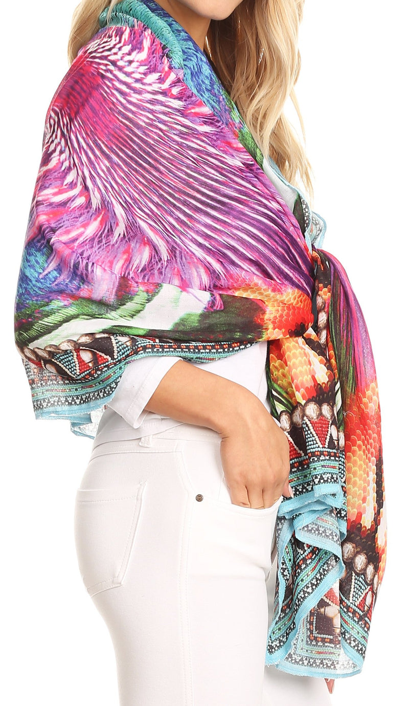 Sakkas Tuma Colorful Printed Lightweight Gauzy Scarf Shawl